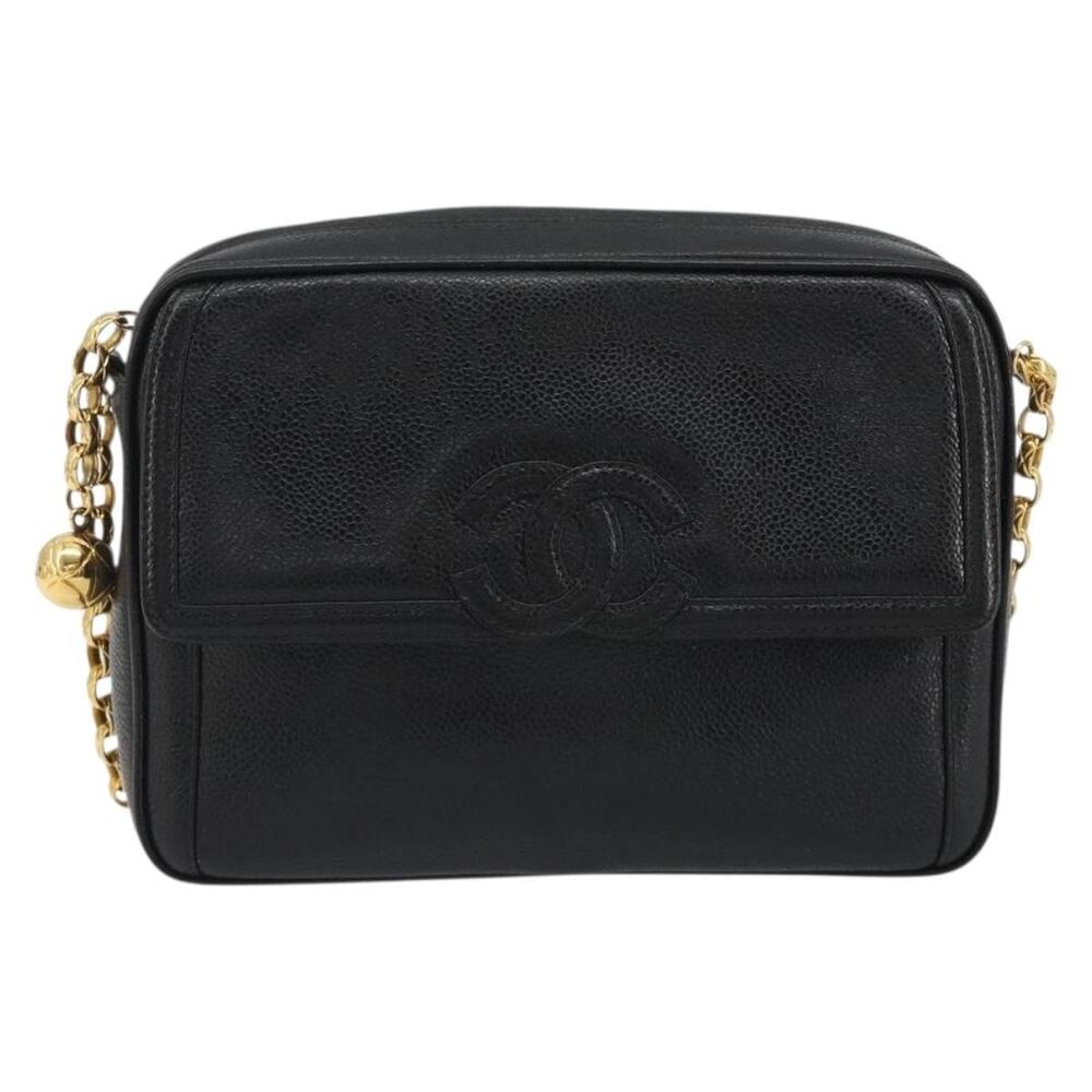 Chanel Chain Shoulder Bag Black Caviar Leather